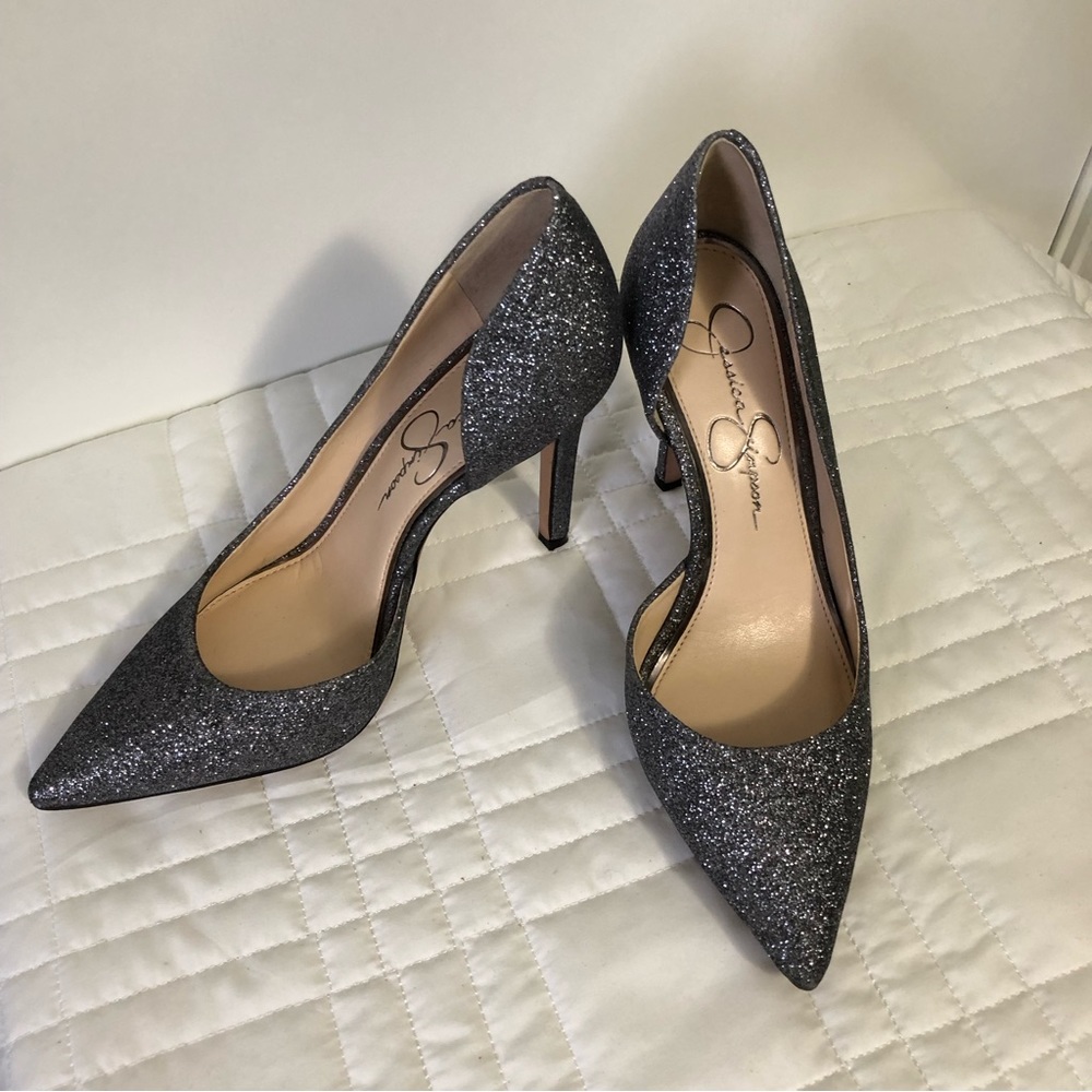Jessica Simpson Claudette Alloy Glitter Pump Size 6.5M